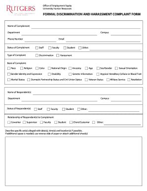 Harassment Form | pdfFiller