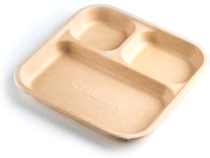 KRUM Disposable 3 Compartment Dinner Plates, Pack of 100, Off White ...