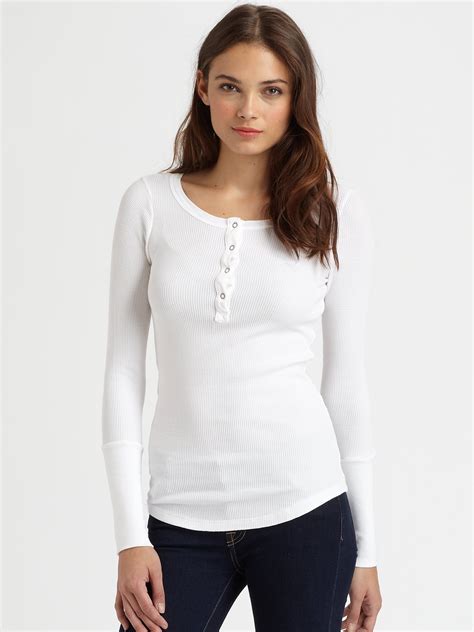 Womens White Henley Long Sleeve at Billy Mccormick blog