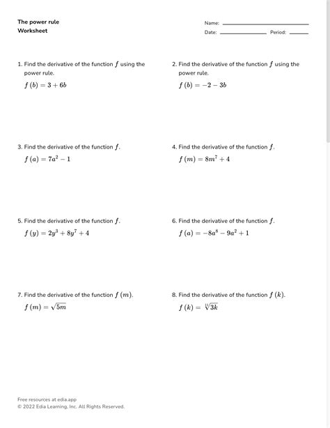 Image result for Power Rule Worksheet