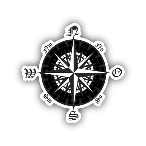 Map Compass Sticker | Adventure Travel Stickers | Print-on-click