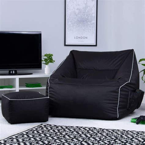Stylecraft Monster Black Gamer Chair Bean Bag with Beans Filled ...