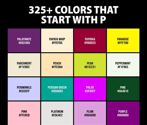 325+ Colors that Start with P (Names and Color Codes) – CreativeBooster