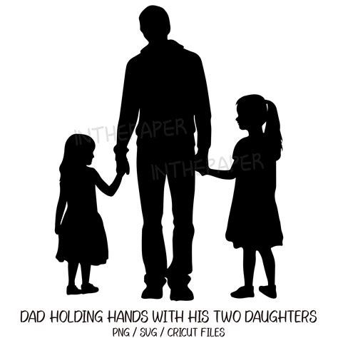 Dad Holding Hands With His Two Daughters | Father's Day PNG, Silhouette ...