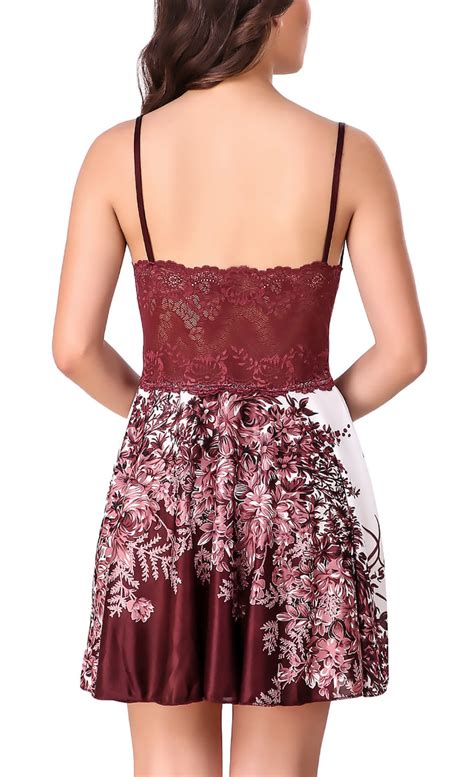 Xs and Os Women Floral Design Satin Nightwear with Lacework – Xs & Os