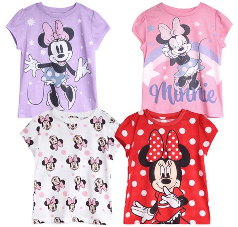 Disney Princess Girls T-Shirt - 4 Pack Soft Minnie Mouse, Princess ...