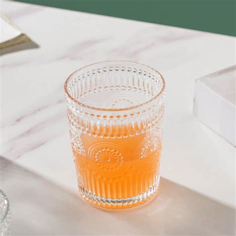 Embossed Water Glass Set of 6 250ml Online - Premium Tumbler | Nestasia