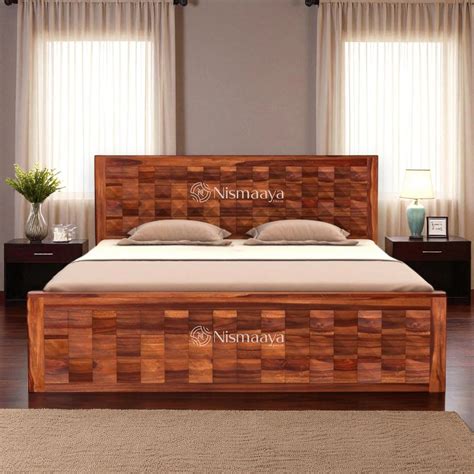 Nismaaya Solid Sheesham Wood Double Bed With Drawers Storage – Nismaaya ...