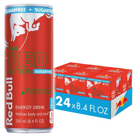 Red Bull Red Edition Sugar Free Energy Drink, Watermelon, 80mg Caffeine ...