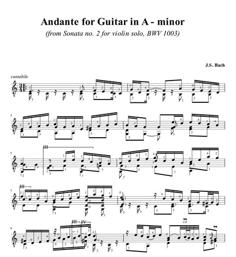 Johann Sebastian Bach – Sonata no. 2 in A – minor (BWV 1003) Andante ...