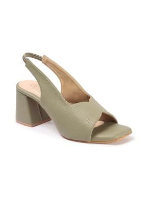 Buy Carlton London Women Olive Stylish Backstap Sandal with Block Heels ...