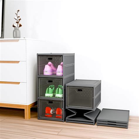 Kuber Industries Plastic 3 Layer See Through Foldable Closed Shoes ...