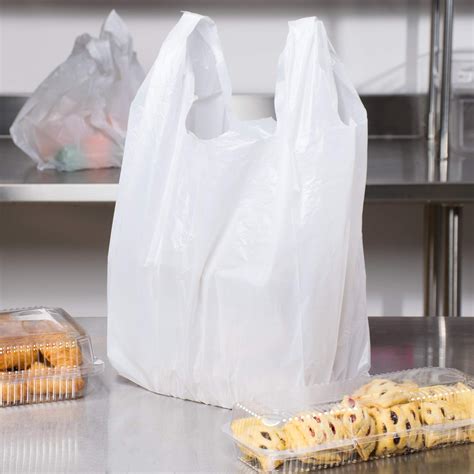 Carry-Out Plastic Bag-White Plain T-Shirt Bag 11.5"x6.5"x21.5" 0.5ml ...