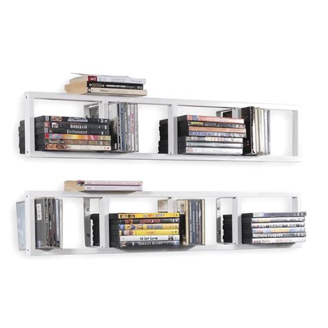 Wall Mount 34 Inch Media Storage Rack CD DVD Organizer Metal Floating ...