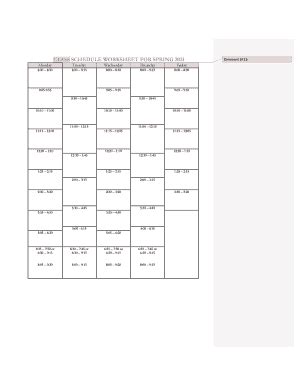 Brockport Blank Course Schedule - Fill and Sign Printable Template Online