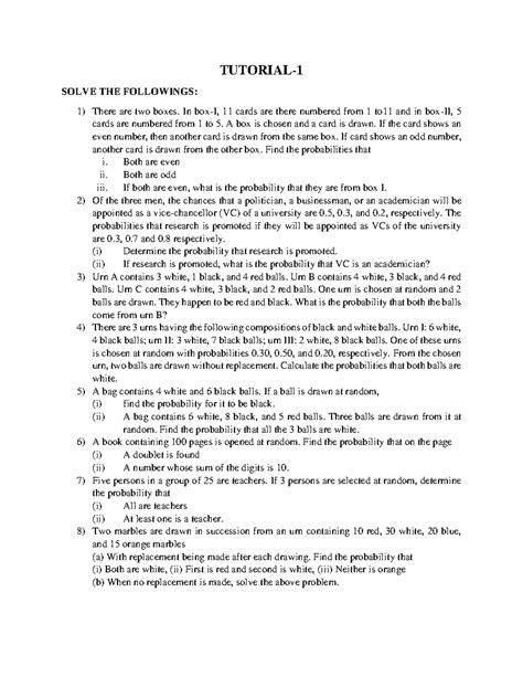 Probability Assignment 2: Tutorial on Drawing & Urn Problems - Studocu