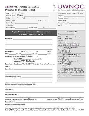 2015-2026 Form UT NEONATAL Transfer to Hospital Provider-to-Provider ...