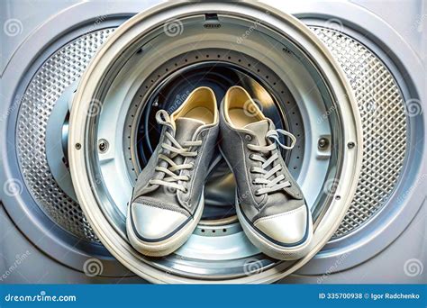 Cleaning Shoes Sneakers in the Washing Machine Stock Illustration ...