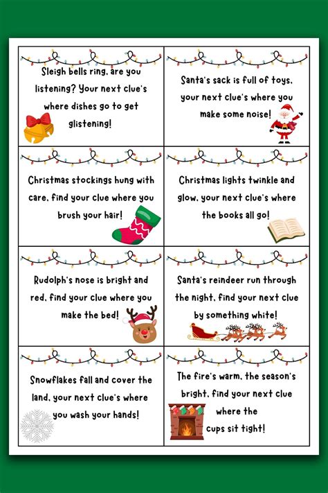 Free Christmas Scavenger Hunt Printable Game Clues