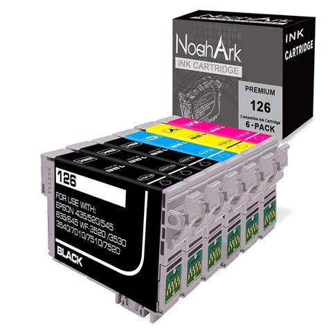 NoahArk 6 Pack T126 Remanufacture Ink Cartridge Replacement for Epson ...