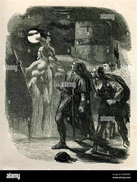 Hamlet - he sees his father's ghost on the battlements Stock Photo - Alamy