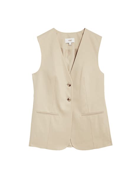 Buy Lyocell Rich Longline Waistcoat at Marks & Spencer