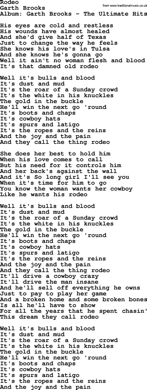 Rodeo, by Garth Brooks - lyrics