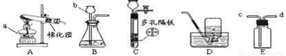 (12分)下图A～F是实验室制备某些常见气体的装置示意图。(1)实验室制备CO2