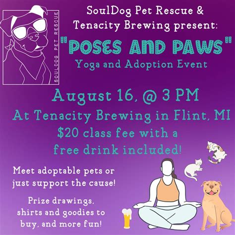 “Poses and Paws” Yoga & Adoption Event, Tenacity Brewing, Flint, 16 ...