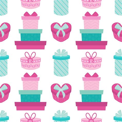Gift boxes vector flat seamless pattern | Premium Vector