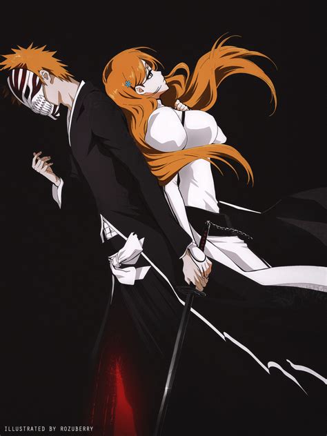inoue orihime and kurosaki ichigo (bleach) drawn by rozuberry | Danbooru