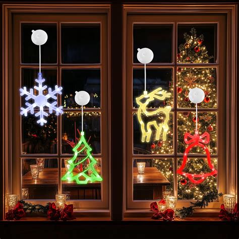 Christmas Decor Window Lights with Suction Cups, Battery Operated ...