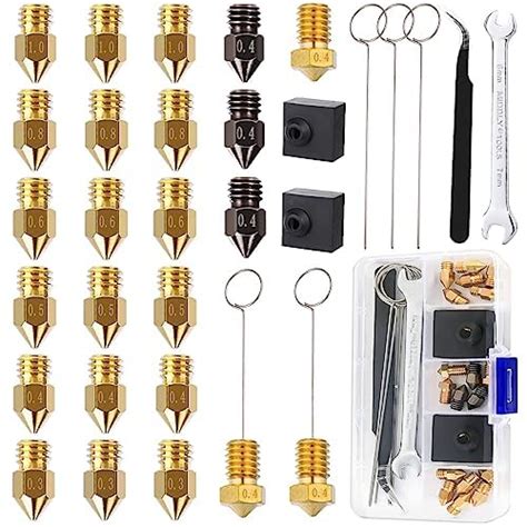24PCS MK8 Ender 3 V2 Nozzles, 3D Printer Extruder Hardened Steel Nozzle ...