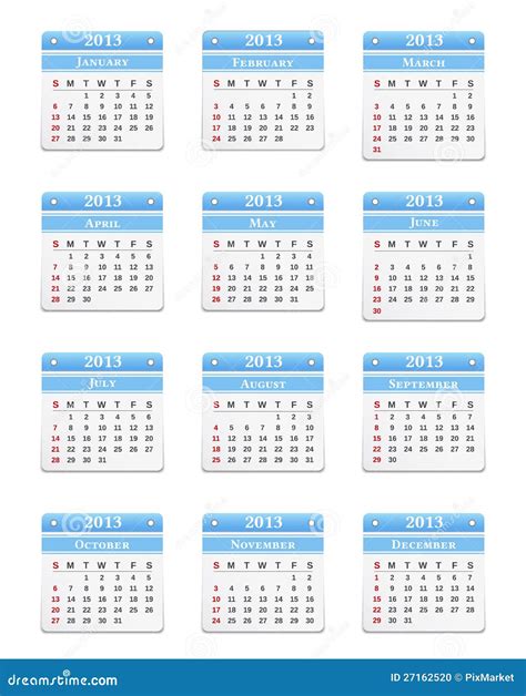 2013日历 向量例证. 插画 包括有 可以, 影子, 活动, 新建, 商业, 纸张, 附注, 月份, 销钉 - 27162520