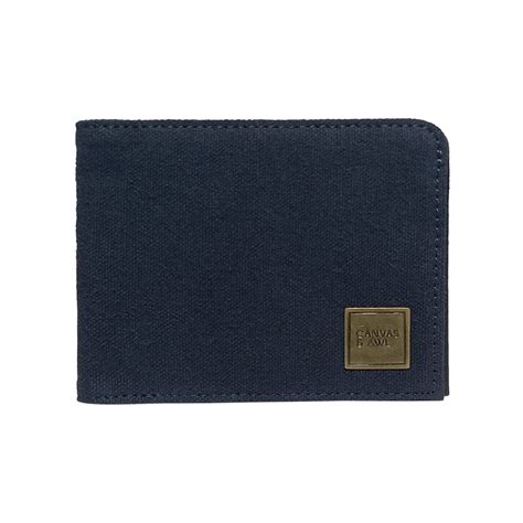 Buy CANVAS & AWL Canvas with Leather Trim Slim Bifold Card Wallet (Dark ...
