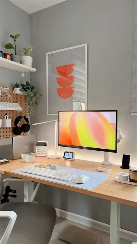 computer set up | Home office setup, Cozy home office, Home office design