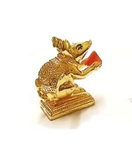 Buy Jadgoanwala Gold Plated Designer Mushak with Orange Modak for Puja ...