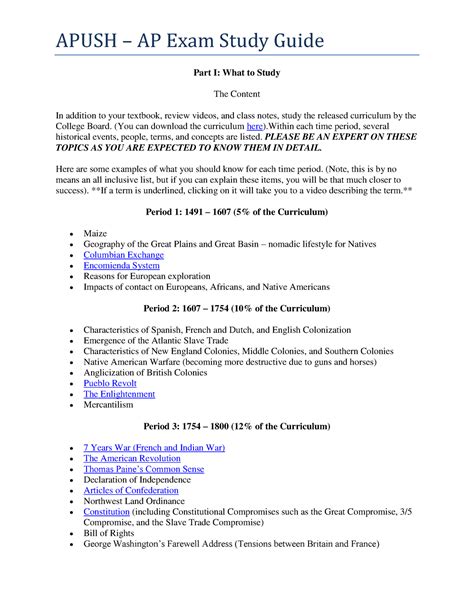 APUSH AP Exam Study Guide Part I: What to Study - Studocu