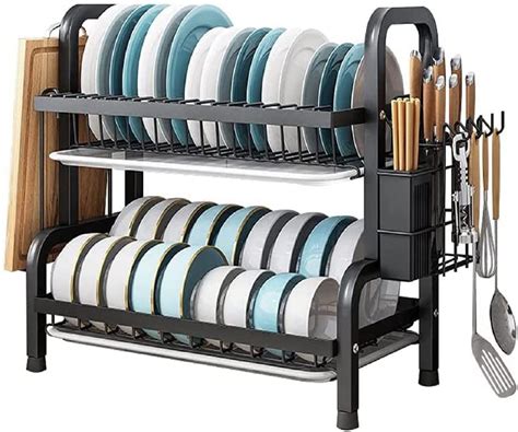 NYTRYD Dish Drainer, 2 Tier Dish Rack Rust Proof, Dish Drainer Rack ...