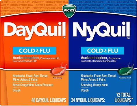 Vicks DayQuil NyQuil LiquiCaps 72 Count - Cold & Flu Relief Capsules ...