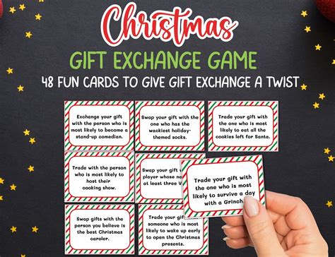 Christmas gift exchange game white elephant gift exchange cards ...