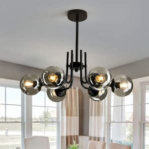 HomesElite 6-Light Sputnik Chandelier with Smoke Glass Globe Pendants ...