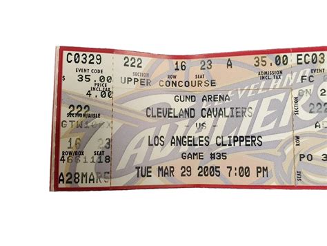 2005 Cleveland Cavaliers LOS ANGELES CLIPPERS Full Ticket LeBron 2nd ...