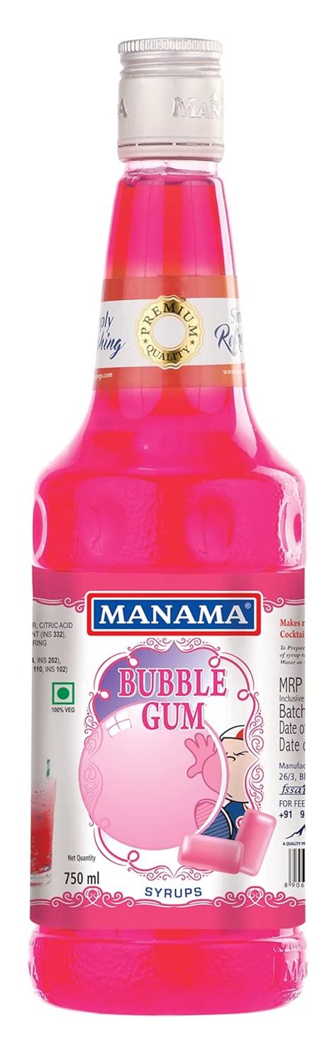 Manama Bubble Gum Flavored Syrup Mixer for Mocktails, 750ML : Amazon.in ...