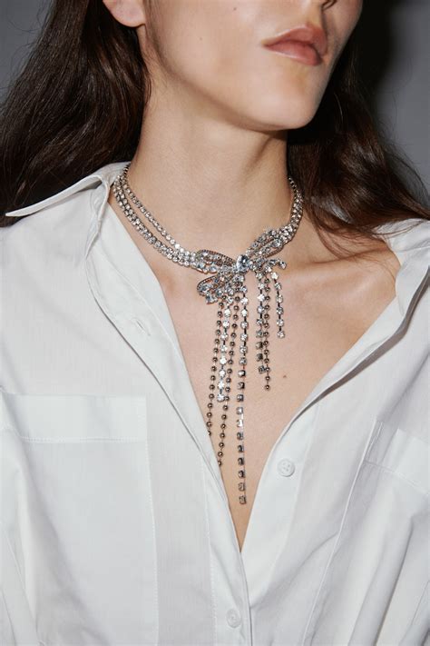 Rhinestone necklace - Silver-coloured - Ladies | H&M IN