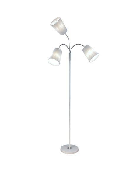 Lightaccents Adjustable Multi Head Floor Lamp With 3 White Fabric Drum ...