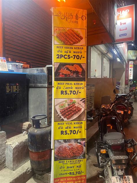 Menu at Al Kebab Factory, Chennai