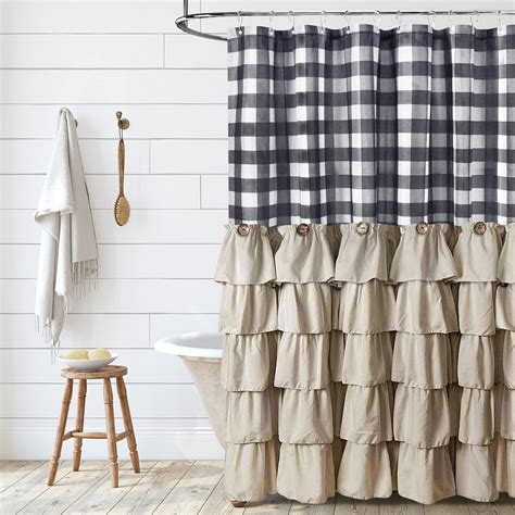 Seasonwood Farmhouse Shower Curtain Set with 12 Hooks Boho Shower ...