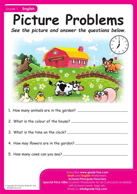 Free CBSE Class 1 English Worksheets