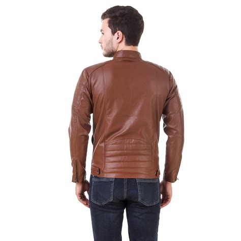 Buy Leather Retail Brown Color Faux Leather Jacket For Man Online ...